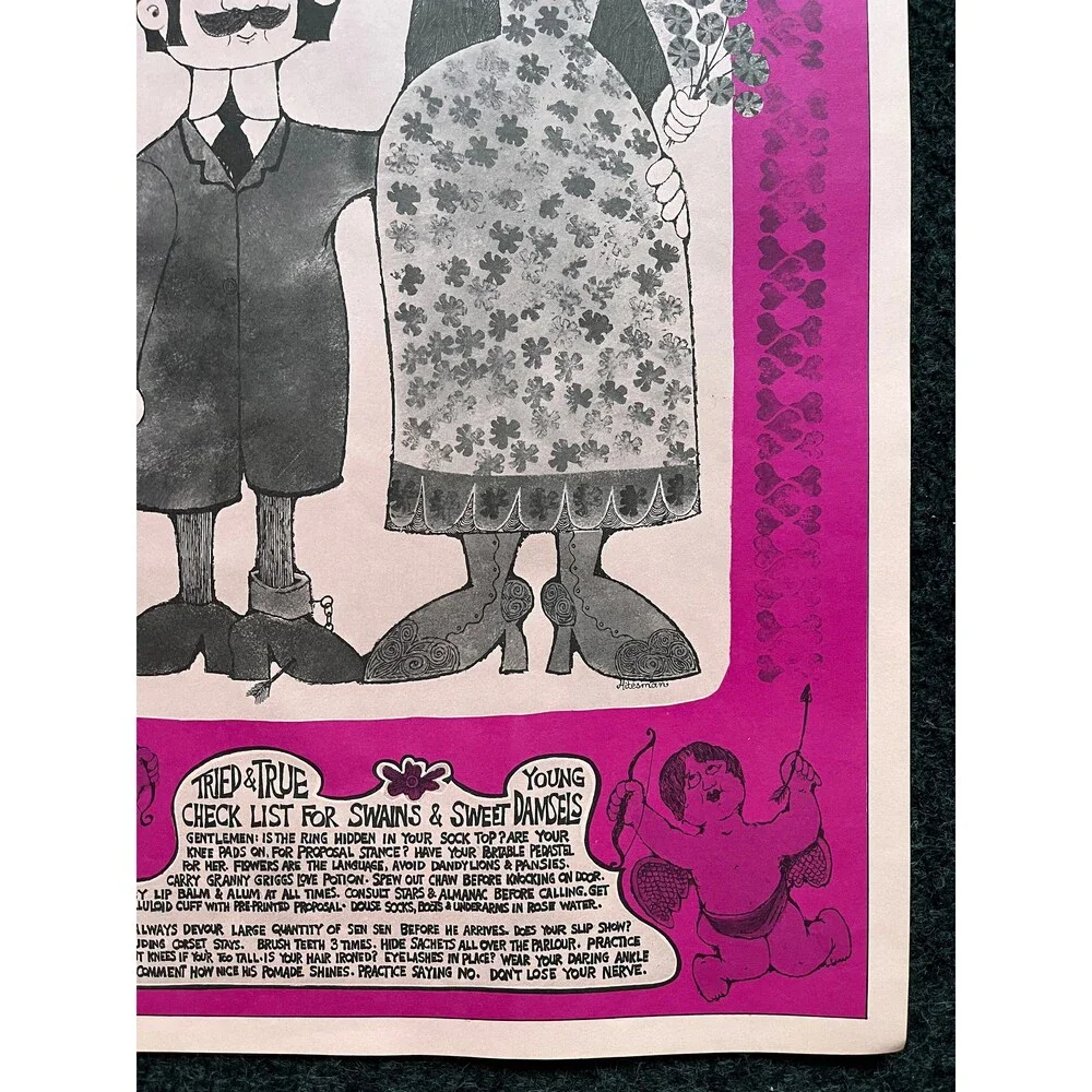 Vintage Dating John Hitesman Lithograph Poster 1960's MCM Wall Decoration, Vint